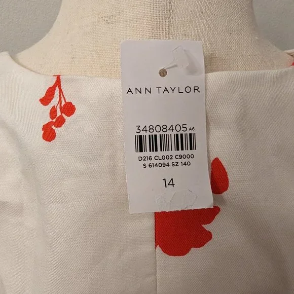 Ann Taylor Floral Button Flare Dress